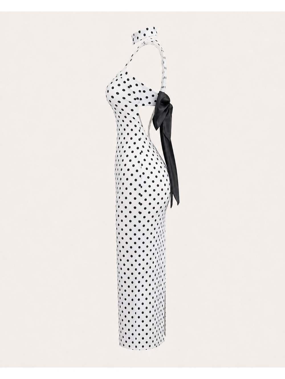 Sable & Red Polka Dot Backless Bow Midi Dress - Picture 6 of 9